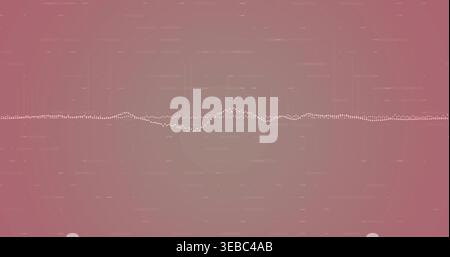 Displaying white dotted waveform running across pink gradient on screen, showing guides, noise Stock Photo