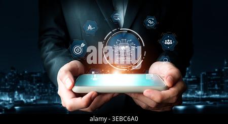Explore cutting-edge online marketing automation techniques driven by generative AI and NLP. Discover tools that enhance business strategies and Stock Photo