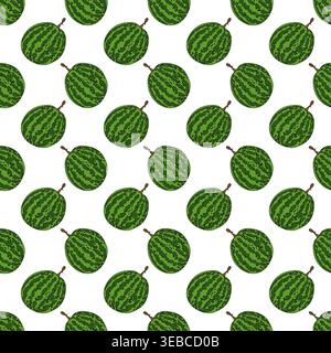 Watermelon in cartoon style. Seamless pattern. Vector illustration. Stock Vector