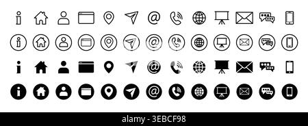Minimal business user interface icon set with line and solid styles Stock Vector