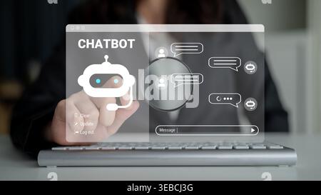 AI chatbot system automates communication, enhances customer interaction, and provides instant responses for improved user experience and digital Stock Photo