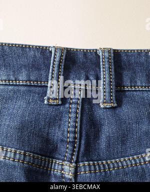 Back waistband of blue denim jeans Stock Photo