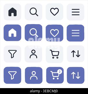 Modern Squircle UI Icon Pack for Dashboard and Software Interface Design Stock Vector