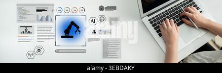Robotic process automation enhances industrial efficiency through AI integration, intelligent control, and data-driven automation, improving workflow Stock Photo