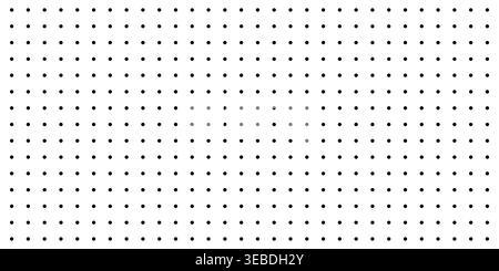 Seamless black polka dot pattern on white background, minimalist dotted grid texture and geometric backdrop Stock Vector