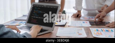Software development programming on computer screen for brisk application and program coding Stock Photo