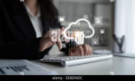 Cloud computing enables digital growth with secure data storage, scalable infrastructure, and strategic cloud-based business solutions. Latch Stock Photo