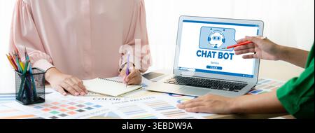 Chatbot software application for brisk online business that automatically reply to customer questions Stock Photo