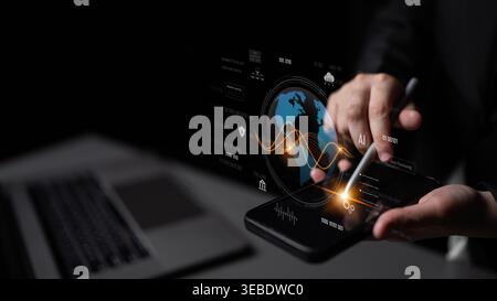 Global AI and data processing system enhances data, AI, and processing efficiency through digital network and global integration of intelligent Stock Photo
