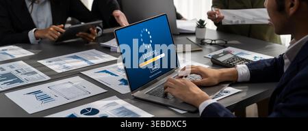 Software update on computer for brisk version of device software upgrade Stock Photo