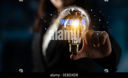 The network architecture of the global Web 3.0. A concept of a worldwide, interconnected, and decentralized digital infrastructure for the future Stock Photo