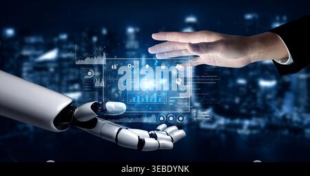 AI improves data dashboard and analytics system by optimizing data, analytics, and business intelligence for accurate real-time performance insight Stock Photo