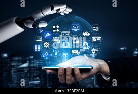 Artificial intelligence streamlines the website design process, from layout to coding. AI tools help create an optimal user experience, enhancing Stock Photo