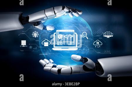 AI streamlines web development with smart coding tools, interface automation, and futuristic design systems for building efficient online platforms Stock Photo