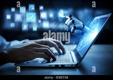 AI data analytics delivers predictive insights, real-time modeling, and business intelligence for data-driven decision-making in digital enterprises Stock Photo