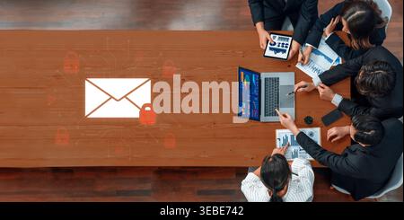 Concept of email security and cybersecurity for confidential communication. Message encryption ensures data privacy and protection from unauthorized Stock Photo