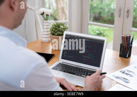 Software development programming on computer screen for brisk application and program coding Stock Photo