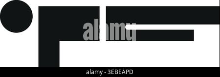 Minimal illustration of a black geometric horizontal bar shaped symbol with simple block elements on a white background Stock Vector