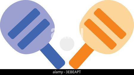 Simple sports illustration of two table tennis paddles and a small ball Stock Vector