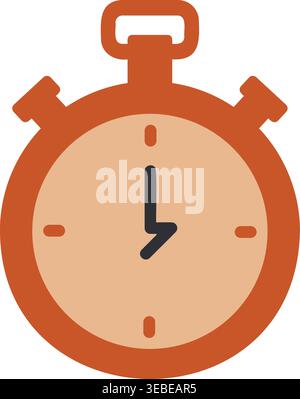 Simple illustration of a round stopwatch with a top button and visible clock hands Stock Vector