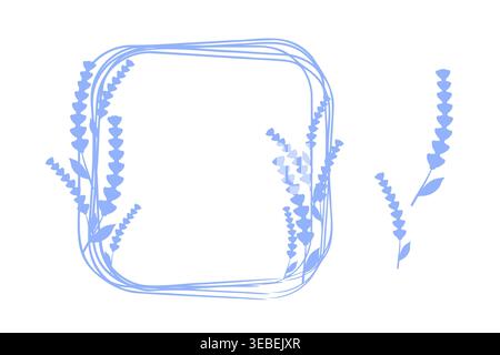 This design presents a delicate periwinkle lavender floral frame. Stock Vector