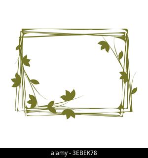 This decorative green frame features a simple rectangular shape formed by slender lines. Stock Vector