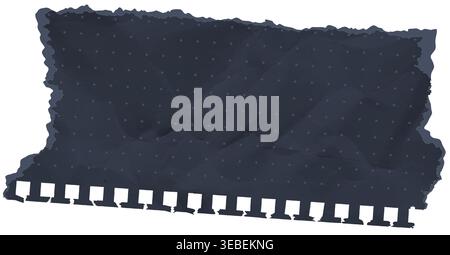 Crumpled paper sheet with realistic crumple grunge texture and dot grid pattern. Wrinkled page piece torn ripped edges black torn paper damaged holes Stock Vector