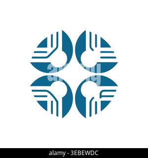 Abstract Teal Connectivity & Data Network Emblem Stock Vector