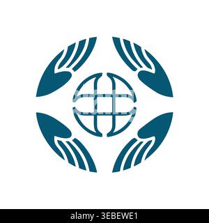 Abstract Global Protection & Caring Hands Emblem Stock Vector