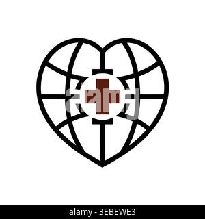 Abstract Global Heart & Medical Care Emblem Stock Vector