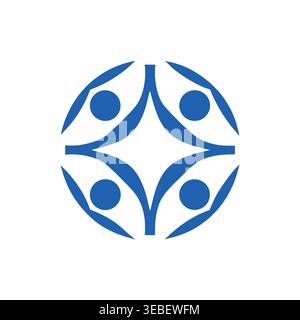 Abstract Unity People & Global Connectivity Emblem Stock Vector