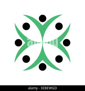 Abstract Green Unity People & Community Emblem Stock Vector