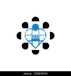 Global Heart & Connectivity Emblem Stock Vector