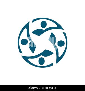 Abstract Unity People & Global Connectivity Emblem Stock Vector
