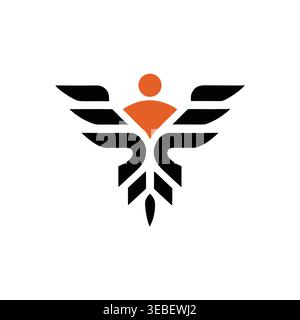 Title: Abstract Winged Human Success & Leadership Logo Stock Vector