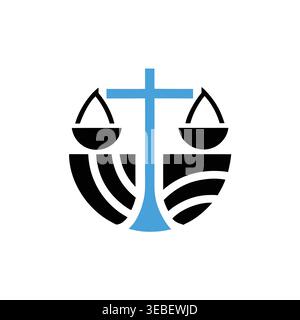 Law & Justice Emblem logo design Stock Vector