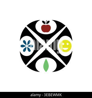 Abstract Lifestyle Wellness & Nutrition Emblem Stock Vector