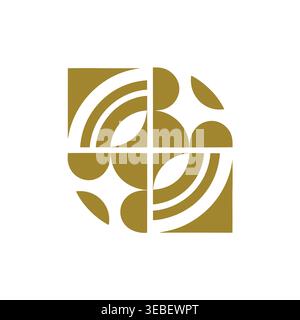 Title: Abstract Gold Geometric Quadrant Emblem Stock Vector