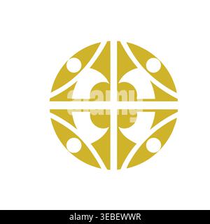 Title: Abstract Golden Unity Community Circle Logo Stock Vector