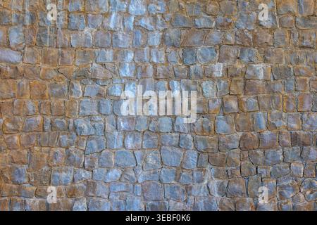 High-Resolution Stone Wall Texture Background – Rustic Natural Rock Surface Pattern, Horizontal Stock Photo