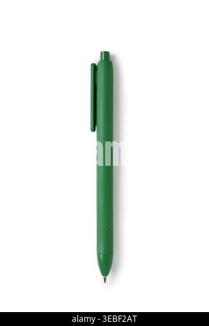 Green ballpoint pen on white background Stock Photo