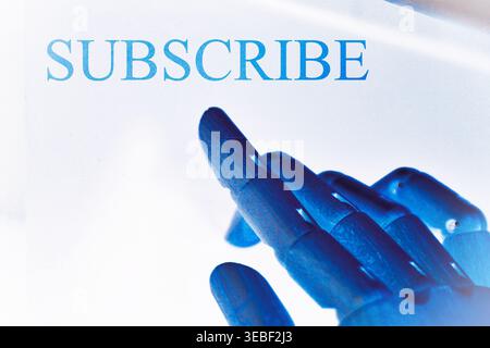 Conceptual image representing the “Subscribe” action, commonly used in digital platforms, social media, and online content channels. The visual symbol Stock Photo