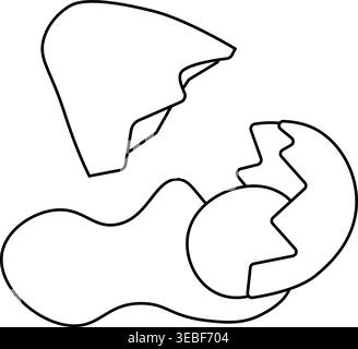 Egg illustration broken shell two halves Egg Black and white composition hand drawn illustration. Vector graphic line art. Illustration for recipe coo Stock Vector