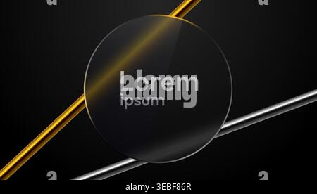 Transparent frosted glass circle with metallic lines. Elegant background for your modern design. Vector illustration Stock Vector