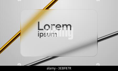 Glassmorphism frame with gold and silver lines. Abstract background for your business design. Vector illustration Stock Vector