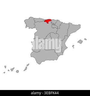 Cantabria of Spain map symbol shape, travel web flat vector illustration . Stock Vector
