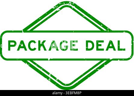 Grunge green package deal word rubber seal stamp on white background Stock Vector