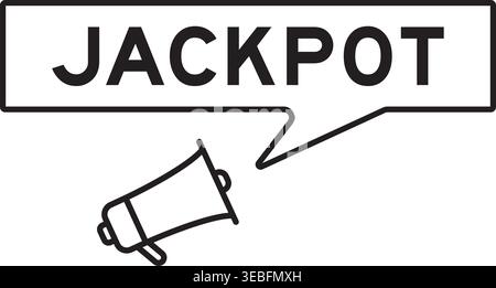 Megaphone icon with speech bubble in word jackpot on white background Stock Vector