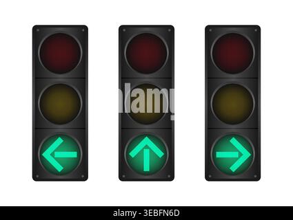 Traffic light with Green Light. Vector Illustration Isolated on White Background. Stock Vector