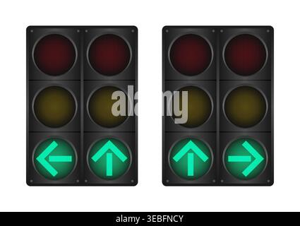 Traffic light with Green Light. Vector Illustration Isolated on White Background. Stock Vector